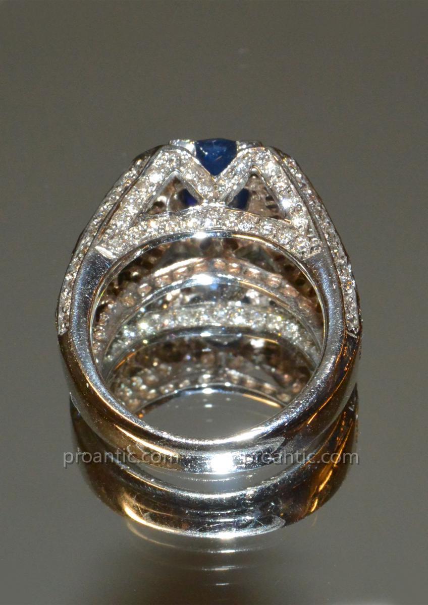 Ring In 18k White Gold, Sapphire And Diamonds From Ceylon-photo-4