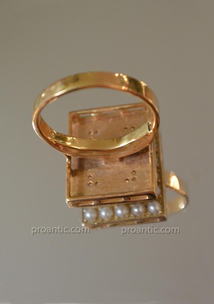 Opal Ring Pink Gold, Diamonds And Pearls-photo-2