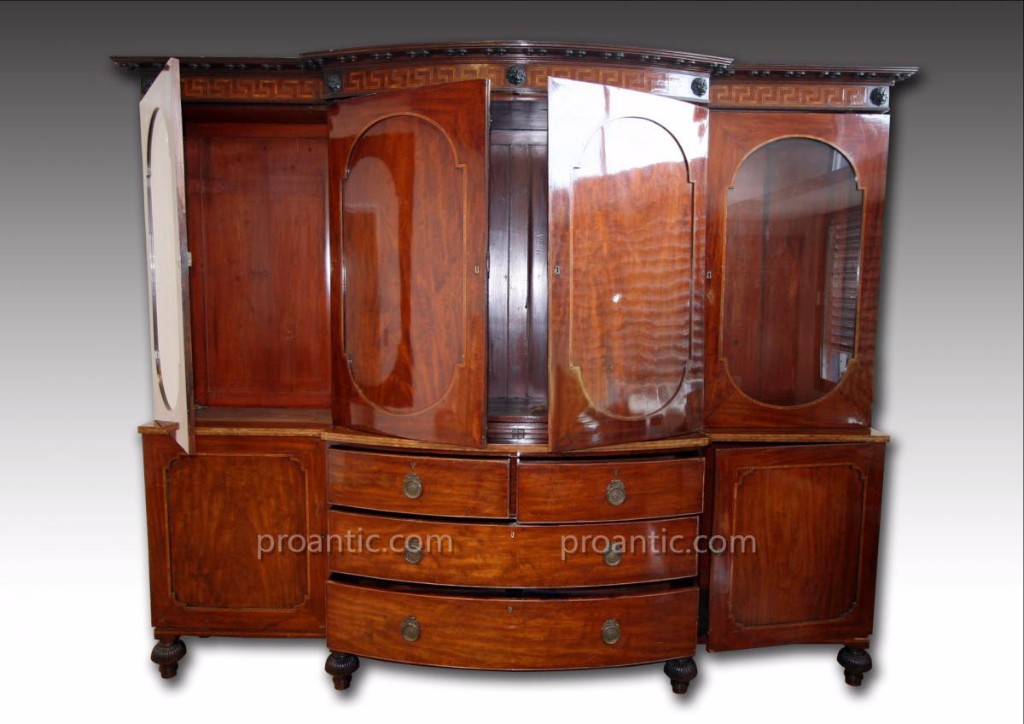 Important Buffet Two Corps Mahogany And Mahogany Veneer English-photo-3