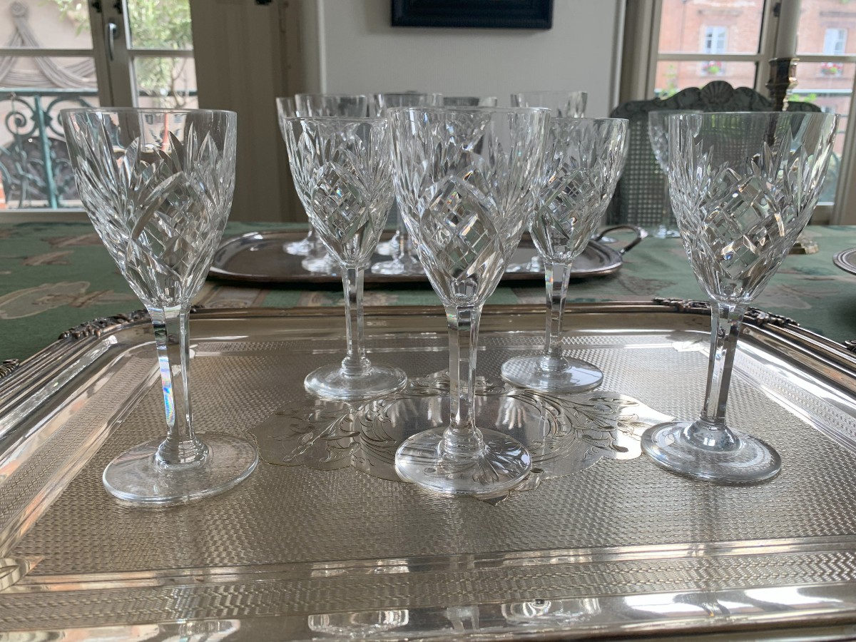 5 verres à vin blanc modèle Chantillly - cristallerie Saint-Louis