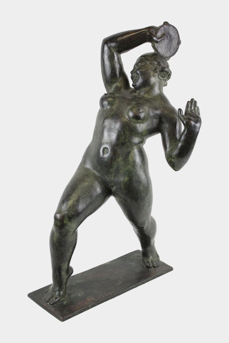 Pair Of Bronze Sculptures "bacchus And The Bacchantes" – Alberto Bazzoni (1889–1973)-photo-3