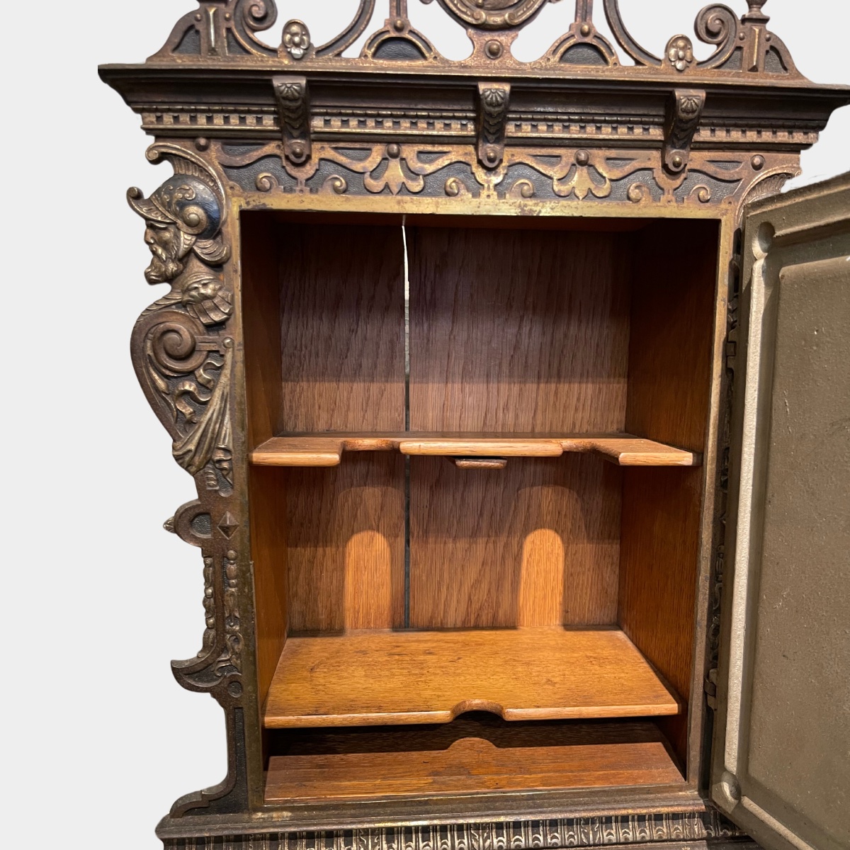 Artistic Cast-iron And Oak Tabletop Cabinet – Rudolf Mayer (1846–1916)-photo-4
