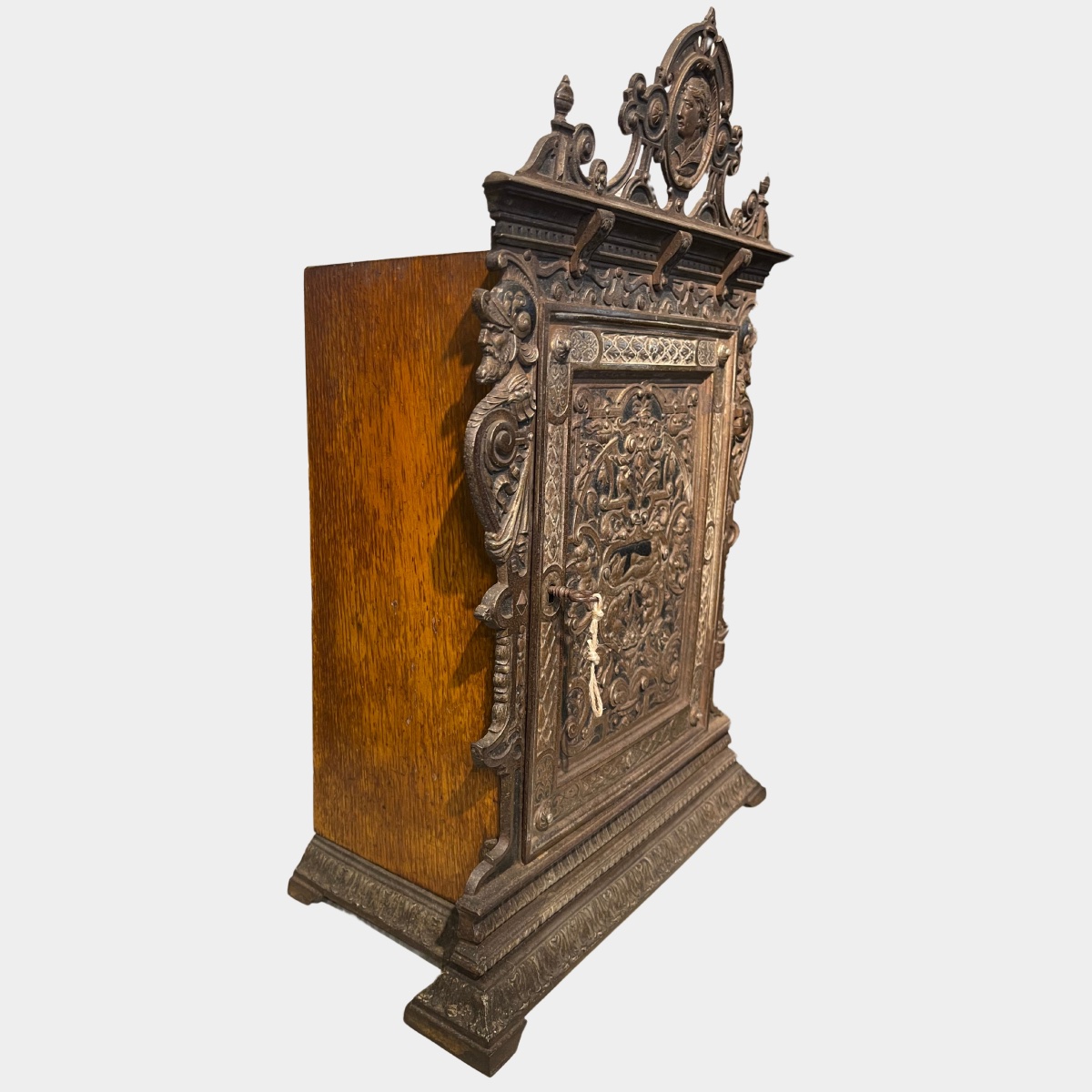 Artistic Cast-iron And Oak Tabletop Cabinet – Rudolf Mayer (1846–1916)