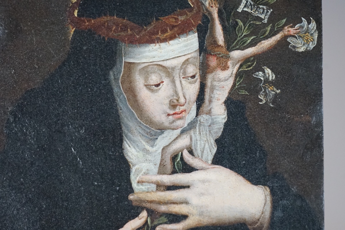 Saint Catherine Of Siena. Oil On Copper. -photo-3