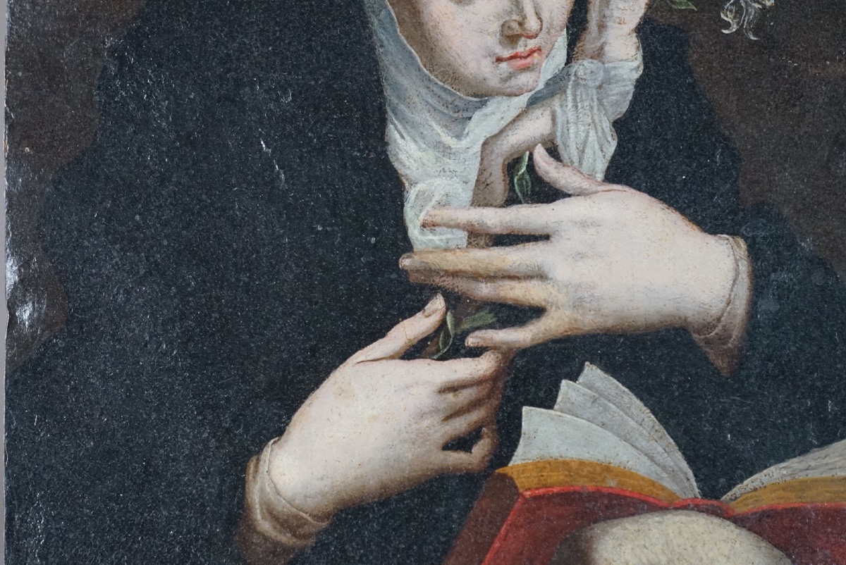 Saint Catherine Of Siena. Oil On Copper. -photo-2
