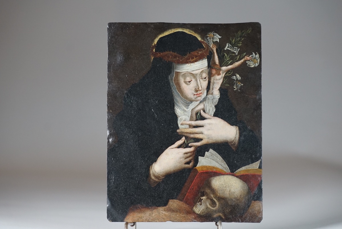 Saint Catherine Of Siena. Oil On Copper. 