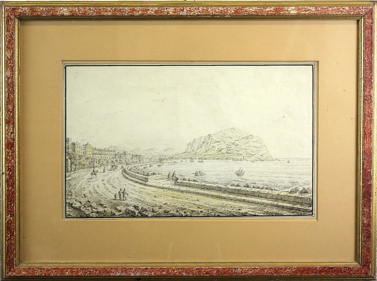 Paire de vues siciliennes du Grand Tour (Pendant)  Antonio Senape (Roma, 1788 – Napoli, 1850) -photo-2