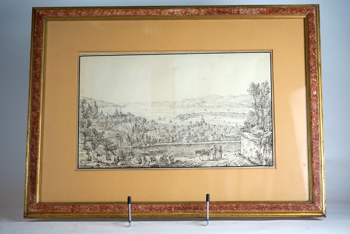 Paire de vues siciliennes du Grand Tour (Pendant)  Antonio Senape (Roma, 1788 – Napoli, 1850) -photo-1