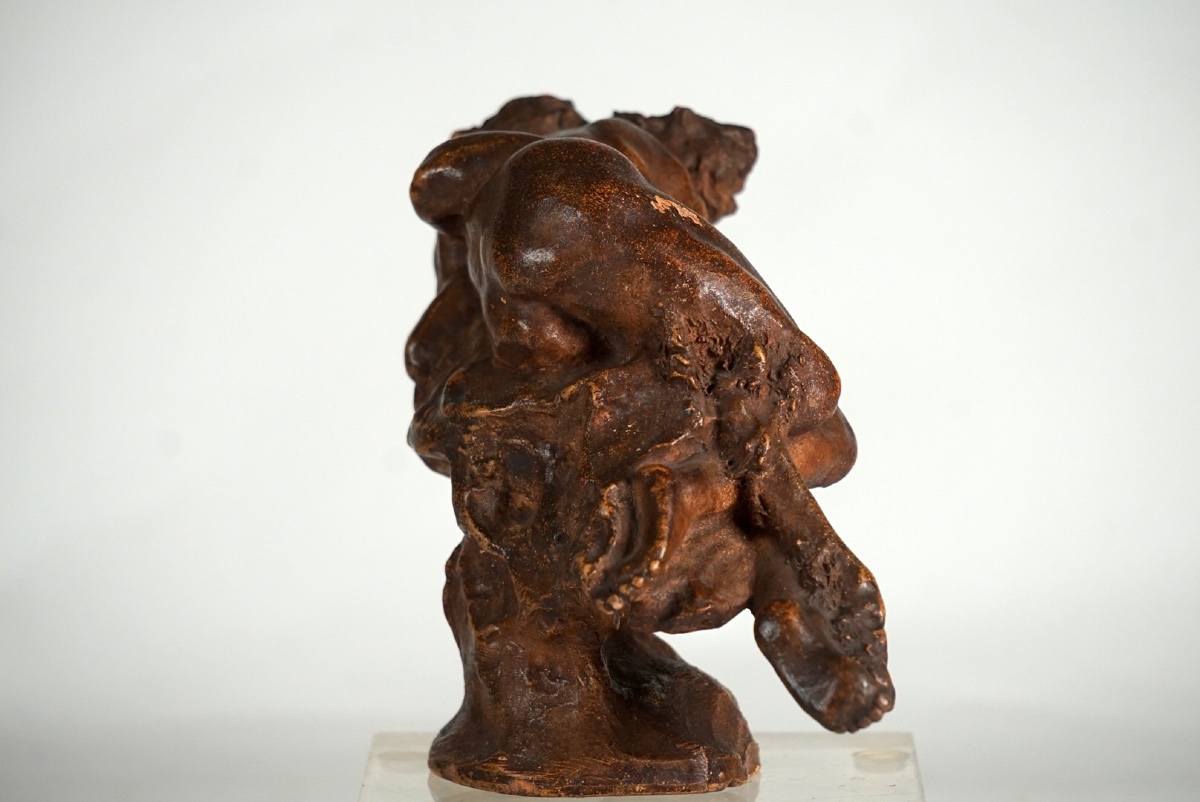 Jules Desbois (1851–1935) – “le Baiser,” Rare Glazed Terracotta Sketch-photo-6