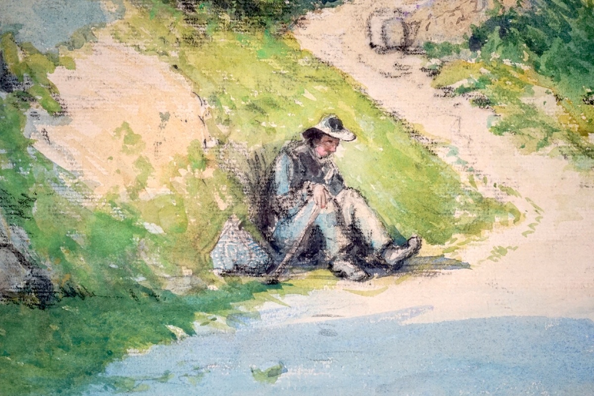 Monumentale Paire d'Aquarelles par Émile Appay (1876–1935) – "Zilia (Corse)" & "La Scierie -photo-3