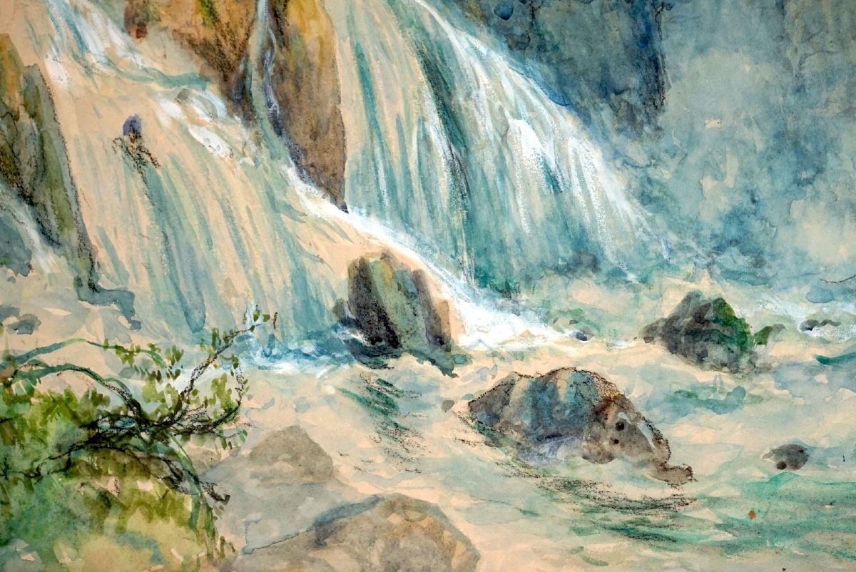 Monumentale Paire d'Aquarelles par Émile Appay (1876–1935) – "Zilia (Corse)" & "La Scierie -photo-7