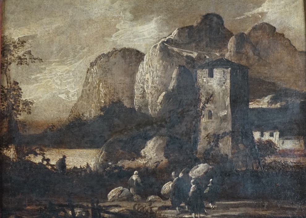 Alpine Landscape With A Fortress And Travelers – Attributed To Antonio Cioci (mid-18th Century)-photo-4