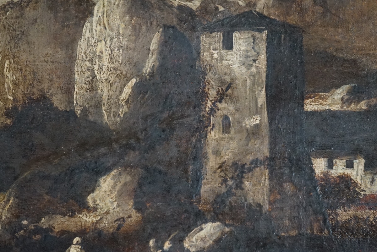 Alpine Landscape With A Fortress And Travelers – Attributed To Antonio Cioci (mid-18th Century)-photo-2