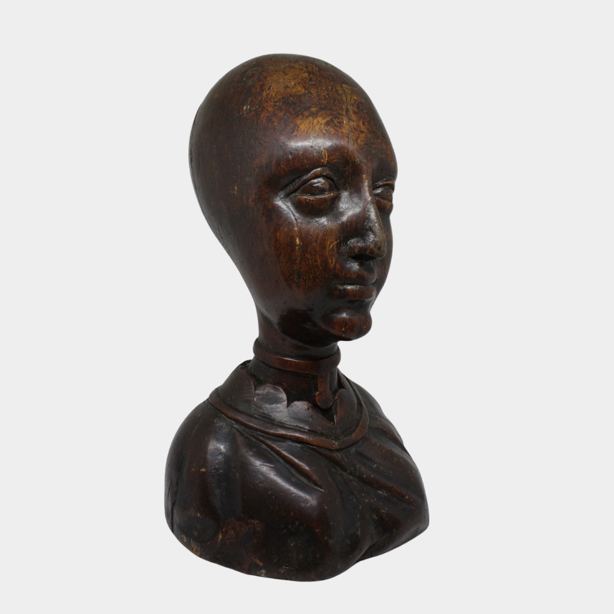 Rare Buste Féminin en Bois Sculpté – Pays-Bas, Première Moitié du XVIIe Siècle -photo-4