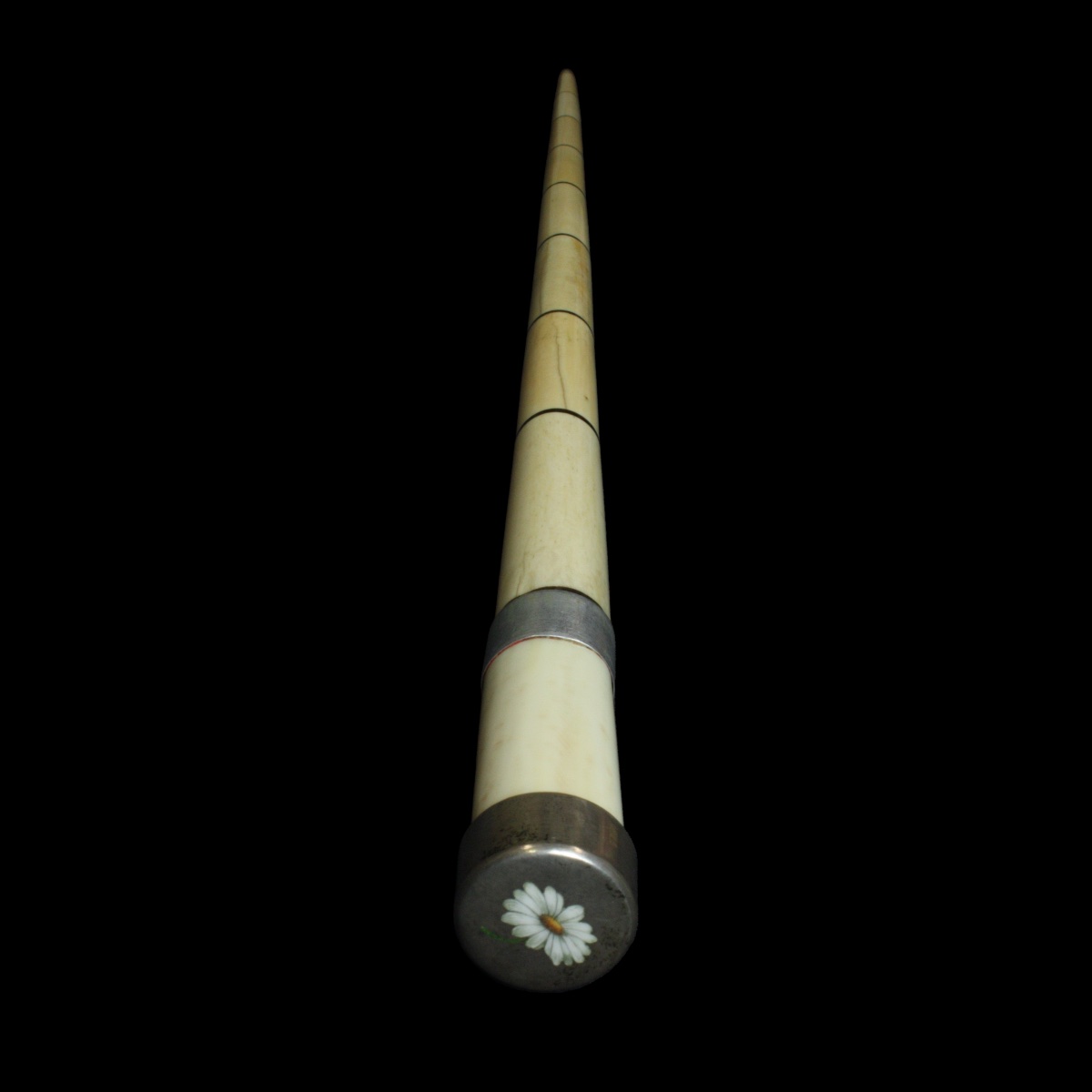 Rare Navy Officer's Staff In Ivory, Tortoiseshell, And Silver – England, 19th Century (c-photo-2