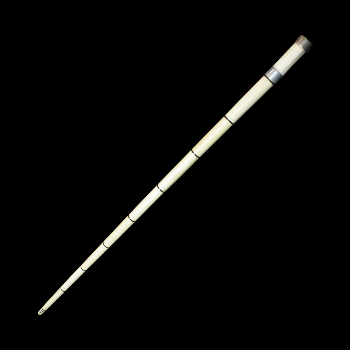 Rare Navy Officer's Staff In Ivory, Tortoiseshell, And Silver – England, 19th Century (c