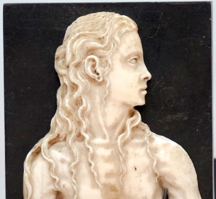 Extremely Rare Carved Ivory Plaque – Bust Of St. John The Baptist -photo-1