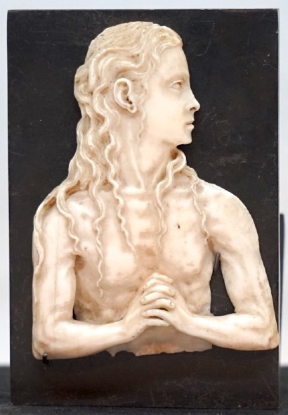 Extremely Rare Carved Ivory Plaque – Bust Of St. John The Baptist -photo-3
