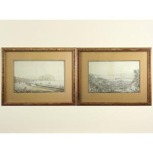 A Pair Of Sicilian Views From The Grand Tour—antonio Senape (rome, 1788–naples, 1850)