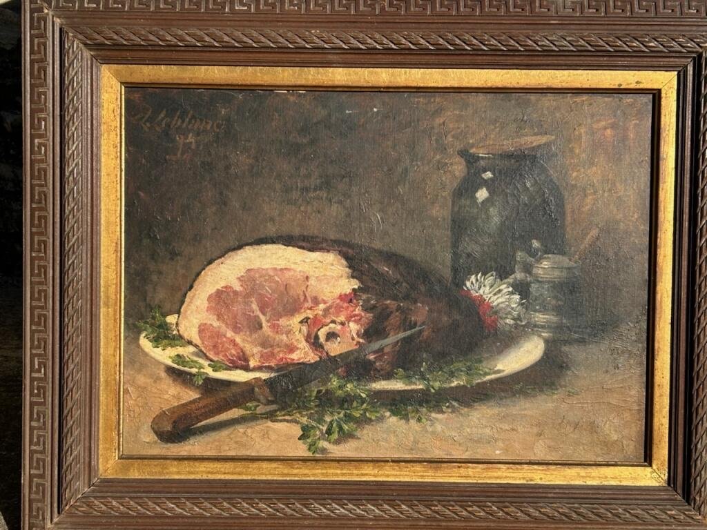 Nature Morte Au Jambon Hst 19ème