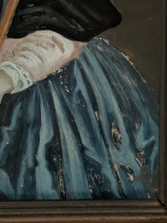 Gallant Portrait Fixed Under Glass From The 18th Century-photo-2