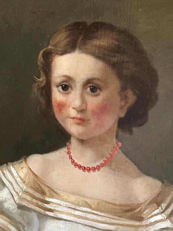 Little Girl With A Bouquet, Hst 19th Century-photo-3