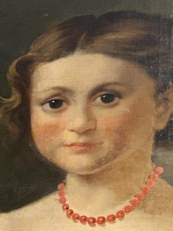 Little Girl With A Bouquet, Hst 19th Century-photo-7
