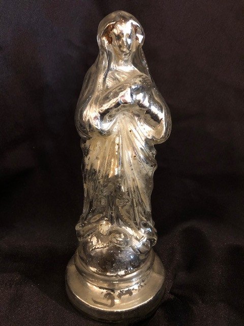 Petite Vierge En Verre Eglomisé