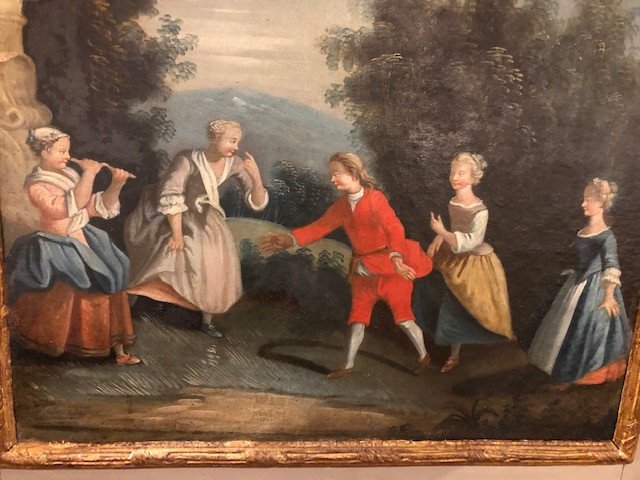18th Century Gallant Scene Trumeau-photo-3