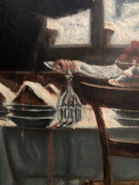 Le Repas Des Curés Huile Sur Toile Du 19ème Siècle-photo-1