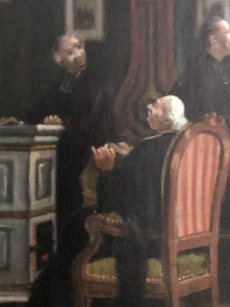 Le Repas Des Curés Huile Sur Toile Du 19ème Siècle-photo-7