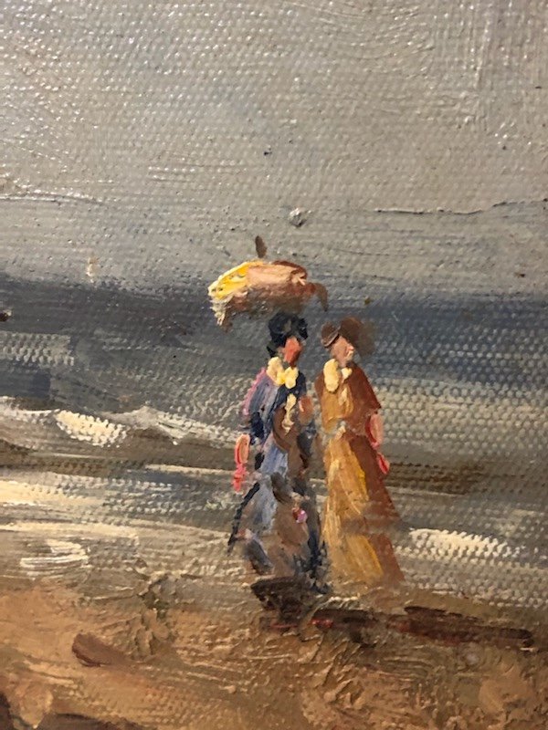 La Plage De Trouville Huile Sur Toile-photo-4