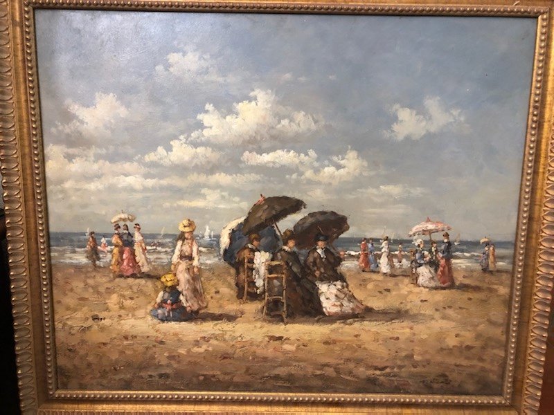 La Plage De Trouville Huile Sur Toile