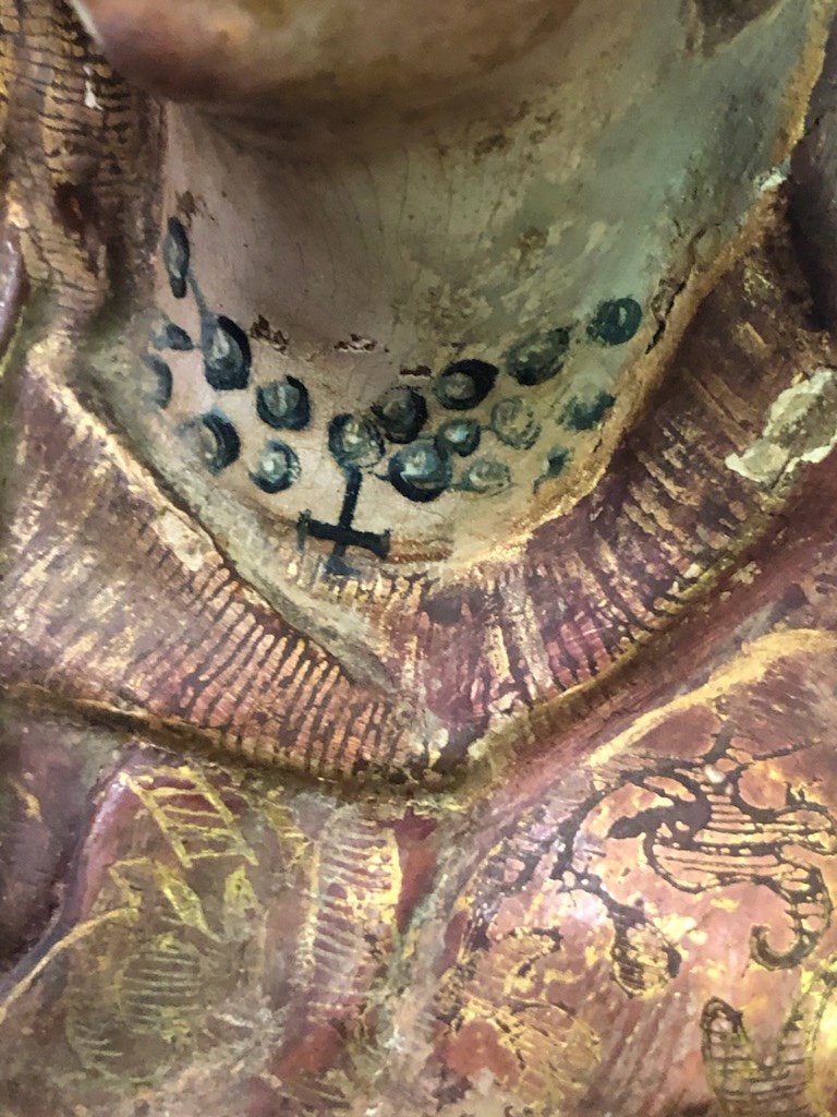 Virgin In Polychrome Wood 18th-photo-4