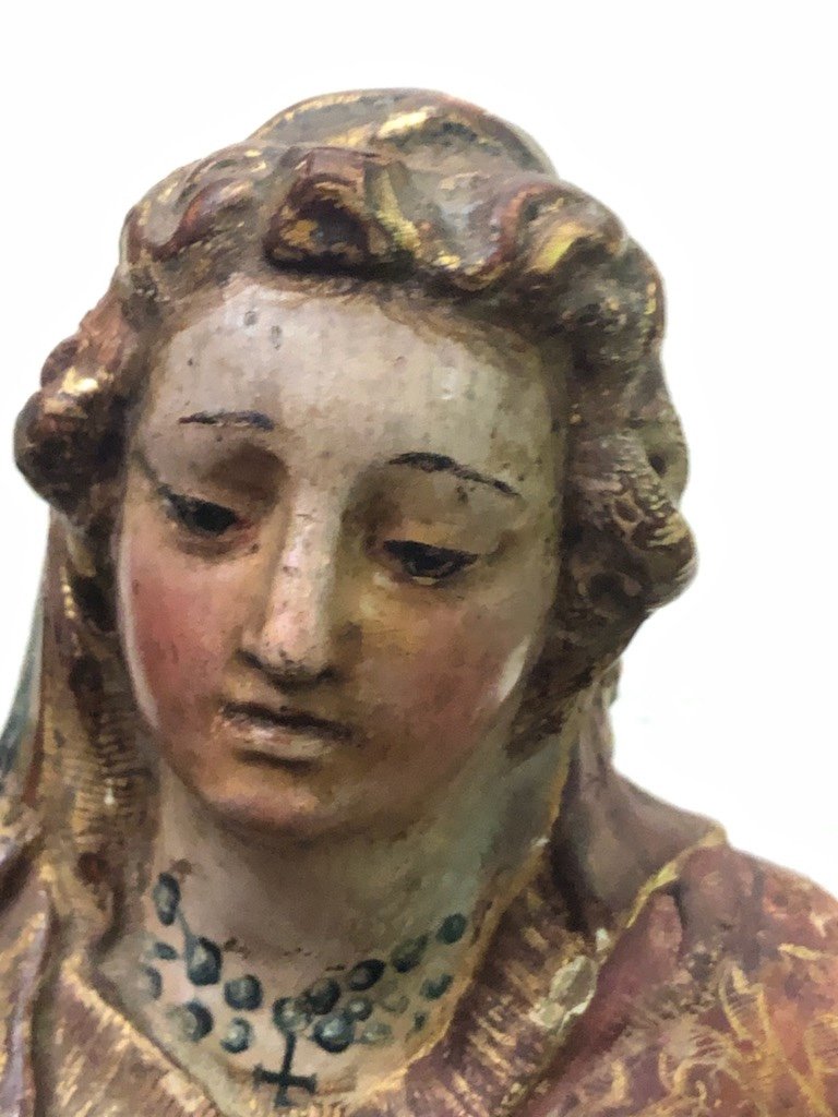 Virgin In Polychrome Wood 18th-photo-2