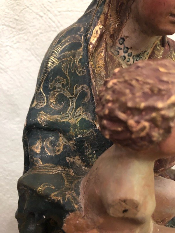 Virgin In Polychrome Wood 18th-photo-4