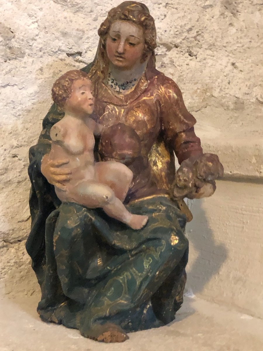 Virgin In Polychrome Wood 18th