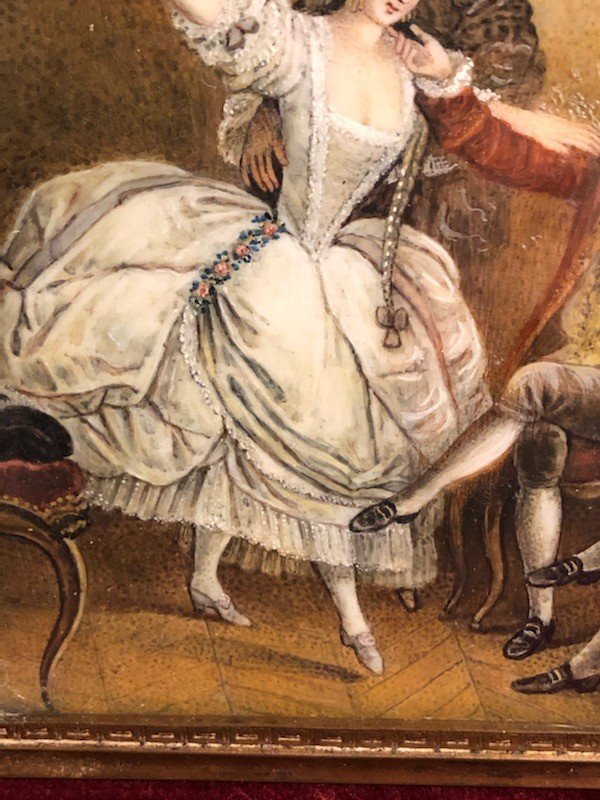 Galante Scene At The Opera Gouache Sur Ivoire-photo-4