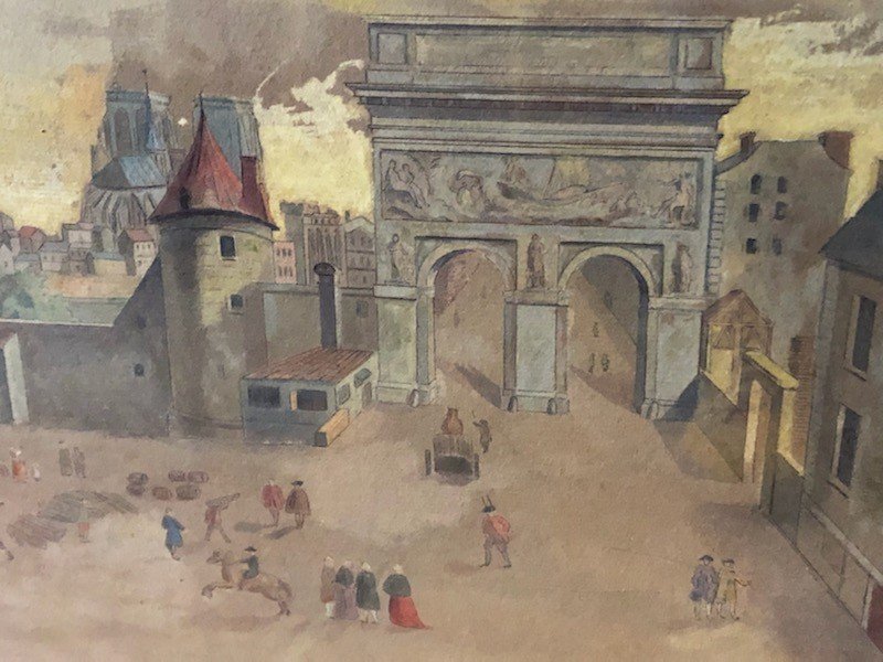 Suite Of Four Watercolors On Paris 19th