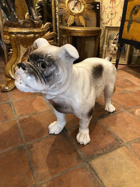 Enamelled Terracotta Bulldog 19th-photo-2