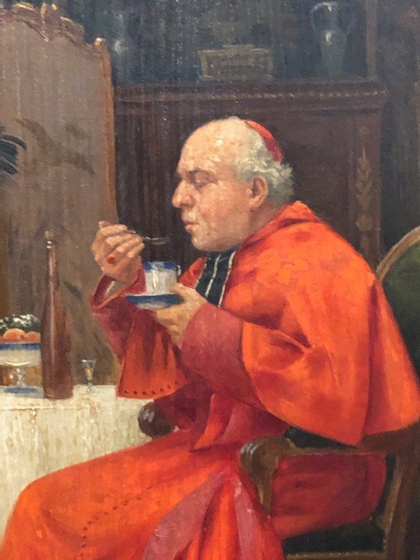 Oil On Panel The Cardinal's Snack-photo-2