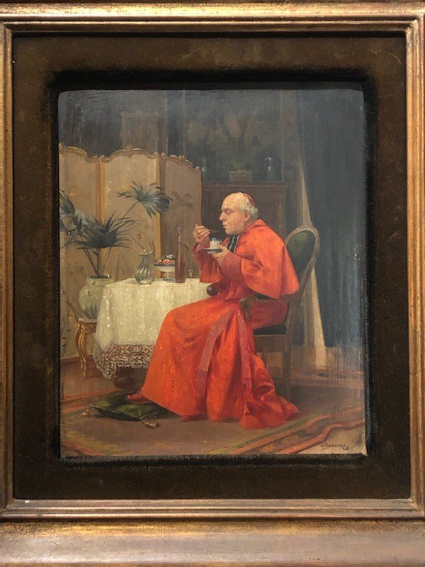 Oil On Panel The Cardinal's Snack-photo-3