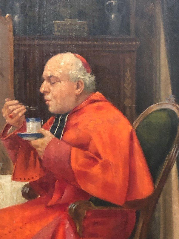 Oil On Panel The Cardinal's Snack-photo-2