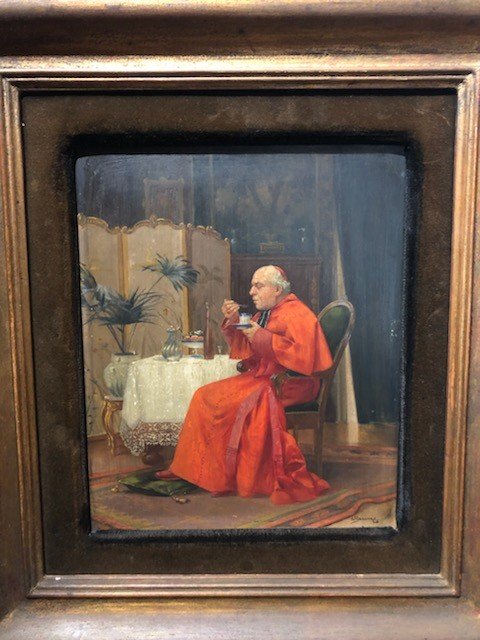 Oil On Panel The Cardinal's Snack-photo-7