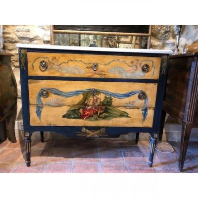 Painted Putti Chest Of Drawers 19th