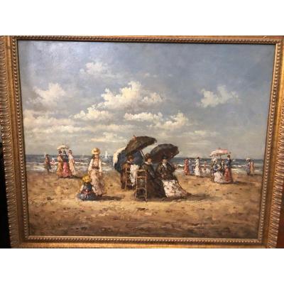 The Beach Of Trouville Oil On Canvas