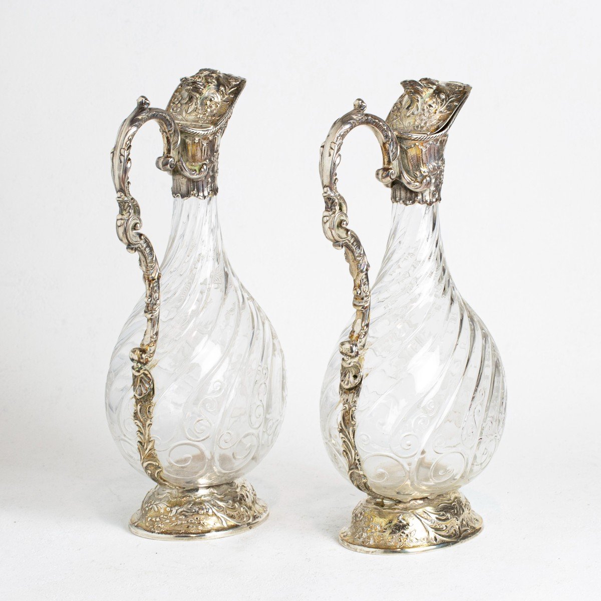 A Pair Of Silver And Cut Glass Claret Jugs-photo-3