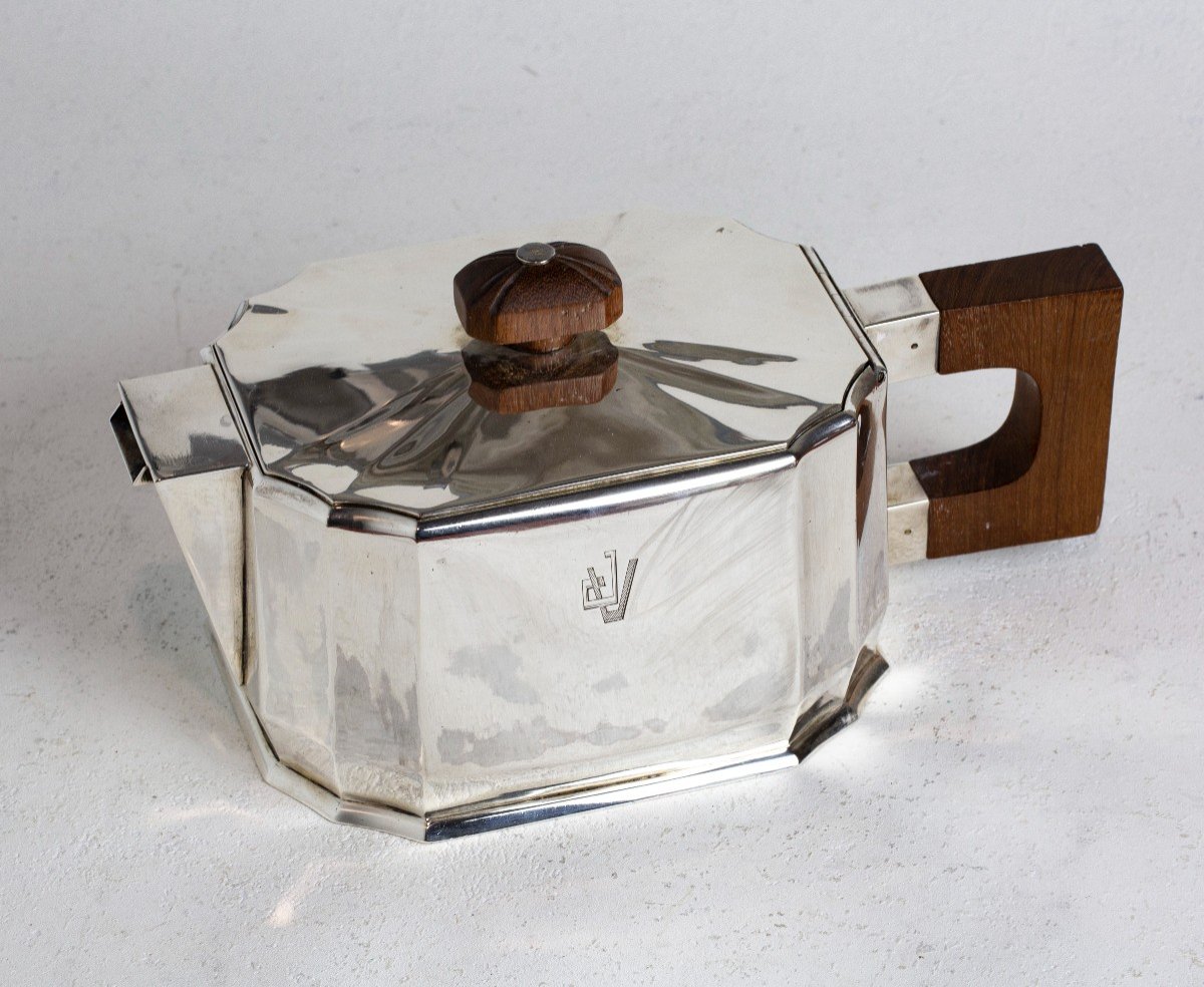 Art Deco Tea And Coffee Service In Sterling Silver-photo-2