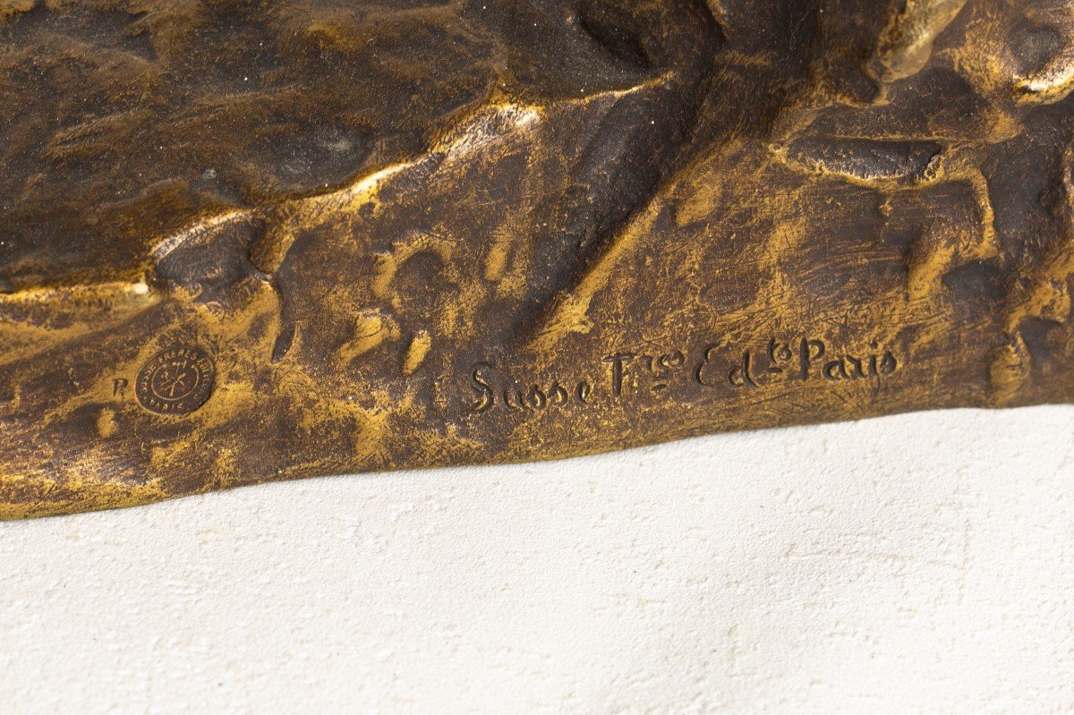 Marius Joseph Sain, Bronze Sculpture Of A Wolf-photo-1