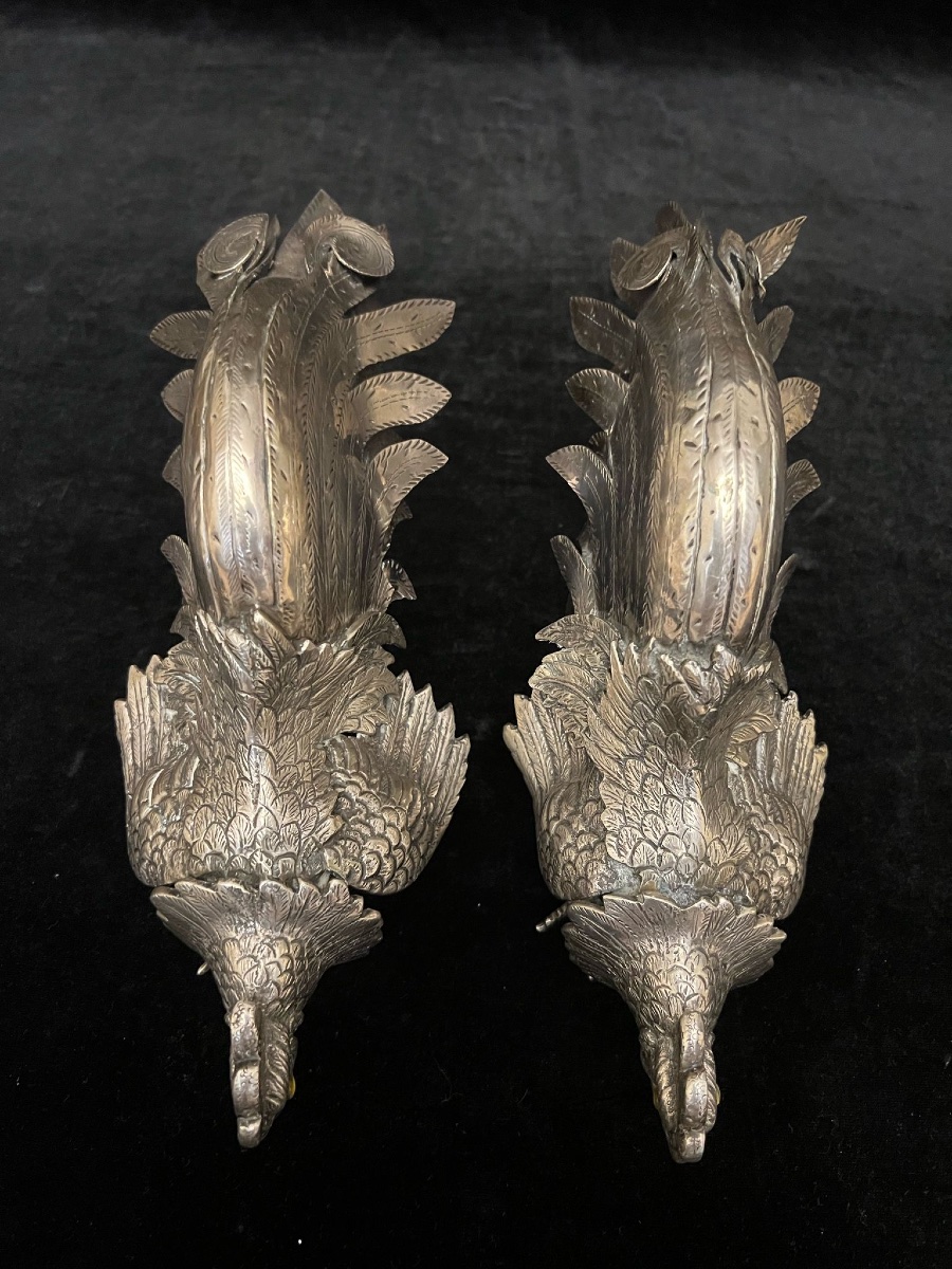A Pair Of Silver Figures Of Battle Cocks-photo-1